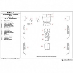 Zierleisten des Innenraums mit Holz-, Carbon-, Aluminiumimitation für Mitsubishi Outlander Sport 2011-UP. Satz L1271.
