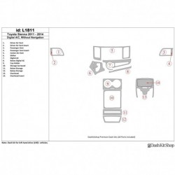 Dash trim kit wood and carbon Toyota Sienna 2011-UP. Set L1811.