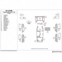 Zierleisten des Innenraums mit Holz-, Carbon-, Aluminiumimitation für Toyota Camry 2015-UP. Satz L2146.