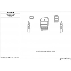 Zierleisten des Innenraums mit Holz-, Carbon-, Aluminiumimitation für Toyota Avensis 1998-2000. Satz R970.
