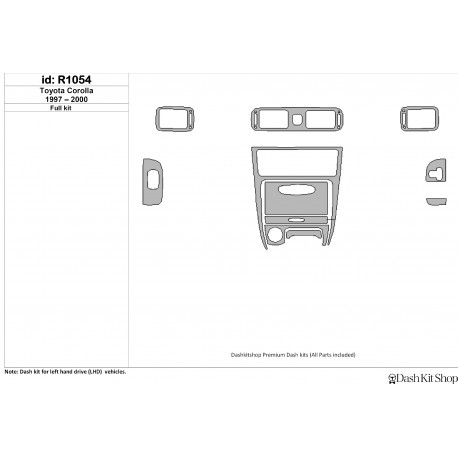 Kits de tablero con imitación de madera, polímero reforzado con fibra de carbono para Toyota Corolla 1997-2000. Kit R1054.