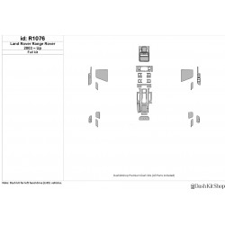 Zierleisten des Innenraums mit Holz-, Carbon-, Aluminiumimitation für Land Rover Range Rover 2003-Up. Satz R1076.