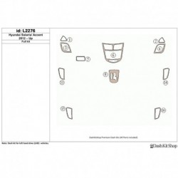 Dash trim kit wood and carbon Hyundai Accent/Solaris 2012-UP. Set L2276.